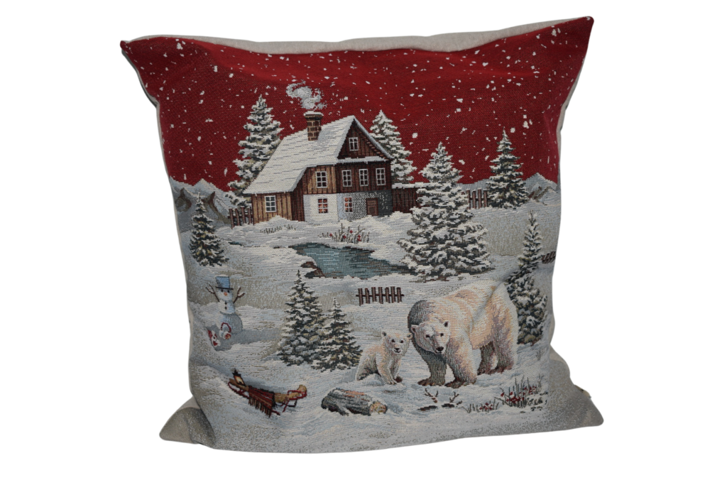 Cuscino natale casa innevata