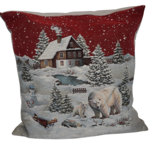 Cuscino natale casa innevata