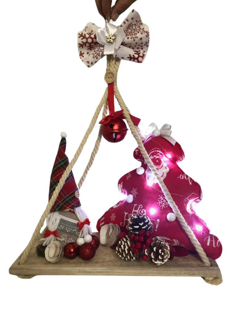 Altalena di Natale in Legno con Luci: Decorazione Artigianale Unica